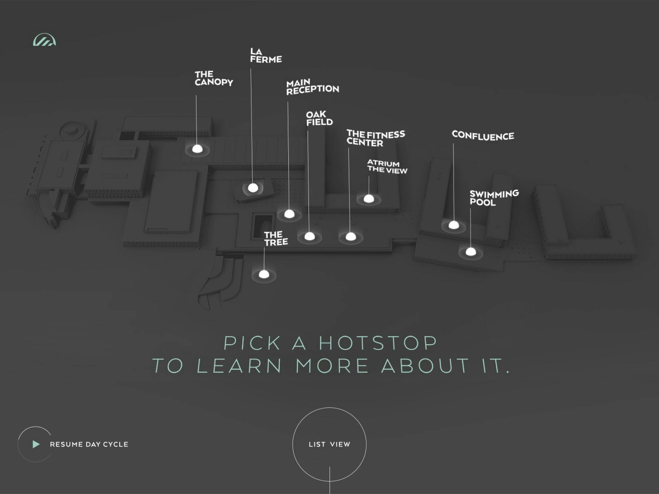 Homepage of the application "pick a hotstop to learn more about it"