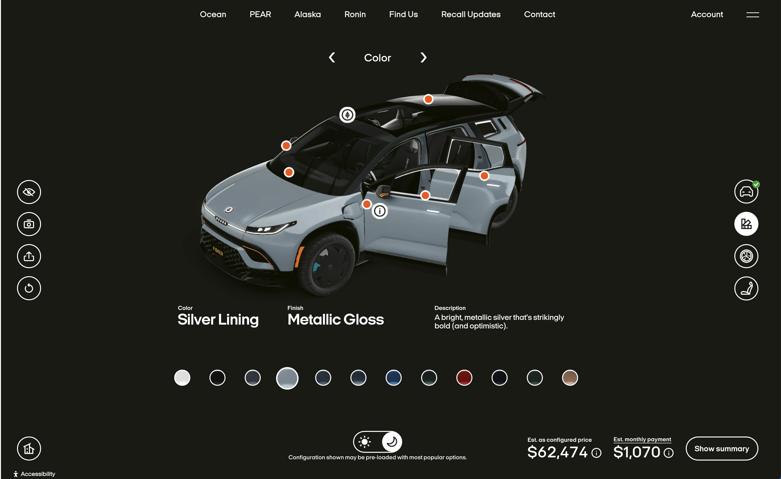 Fisker Electric Vehicle Configurator - Makemepulse