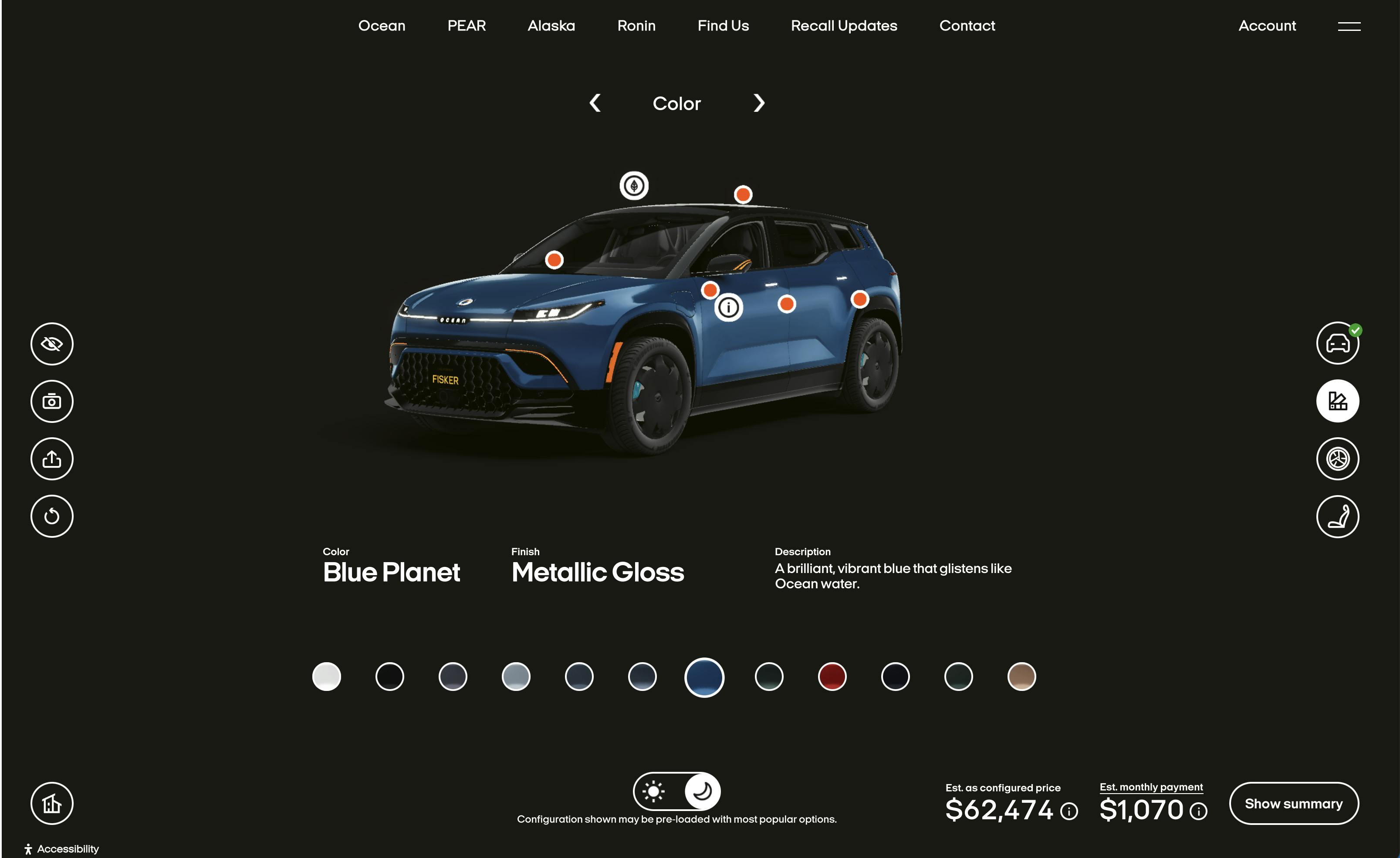 Fisker Electric Vehicle Configurator - Makemepulse