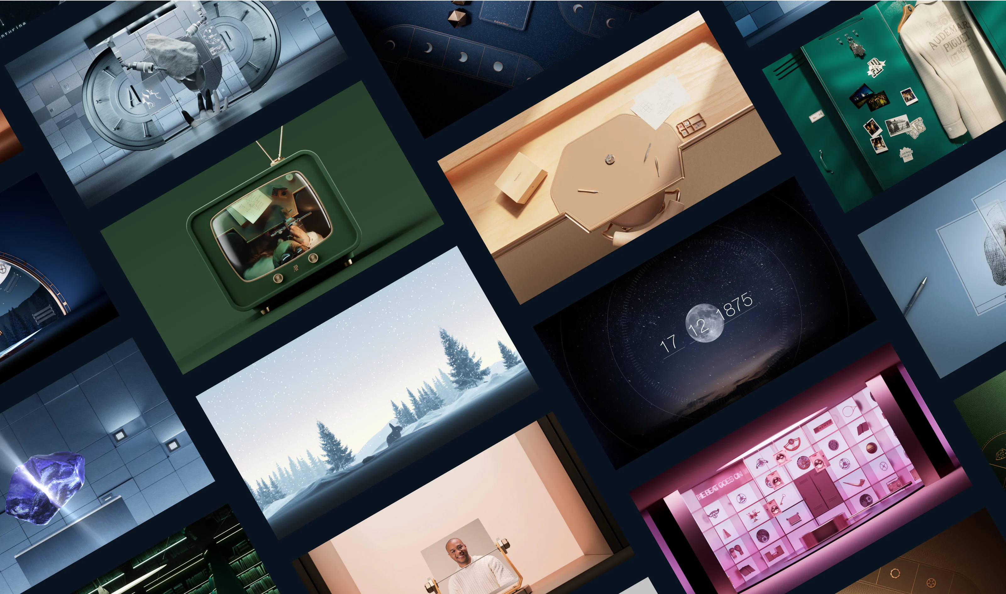 A collage of diverse screens from the AP 150 anniversary case study.