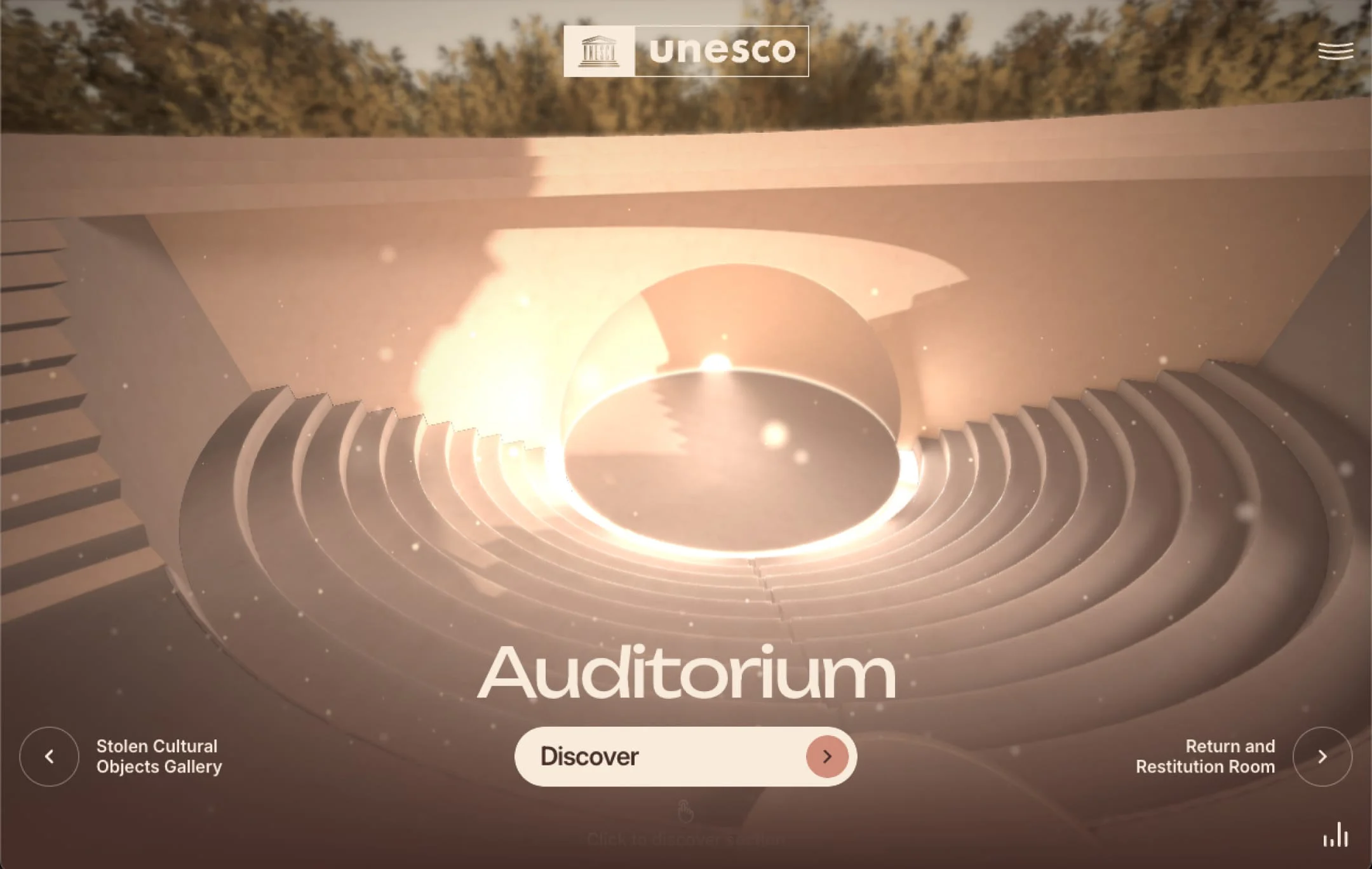An auditorium featuring a prominent sign labeled "Auditorium" displayed at the front of the location.