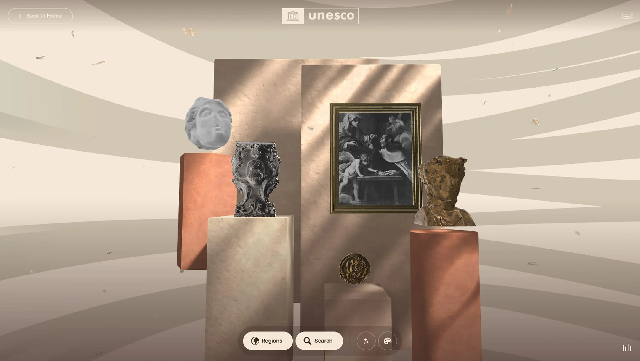 Virtual art exhibit featuring artwork displayed inside the Baobab tree.