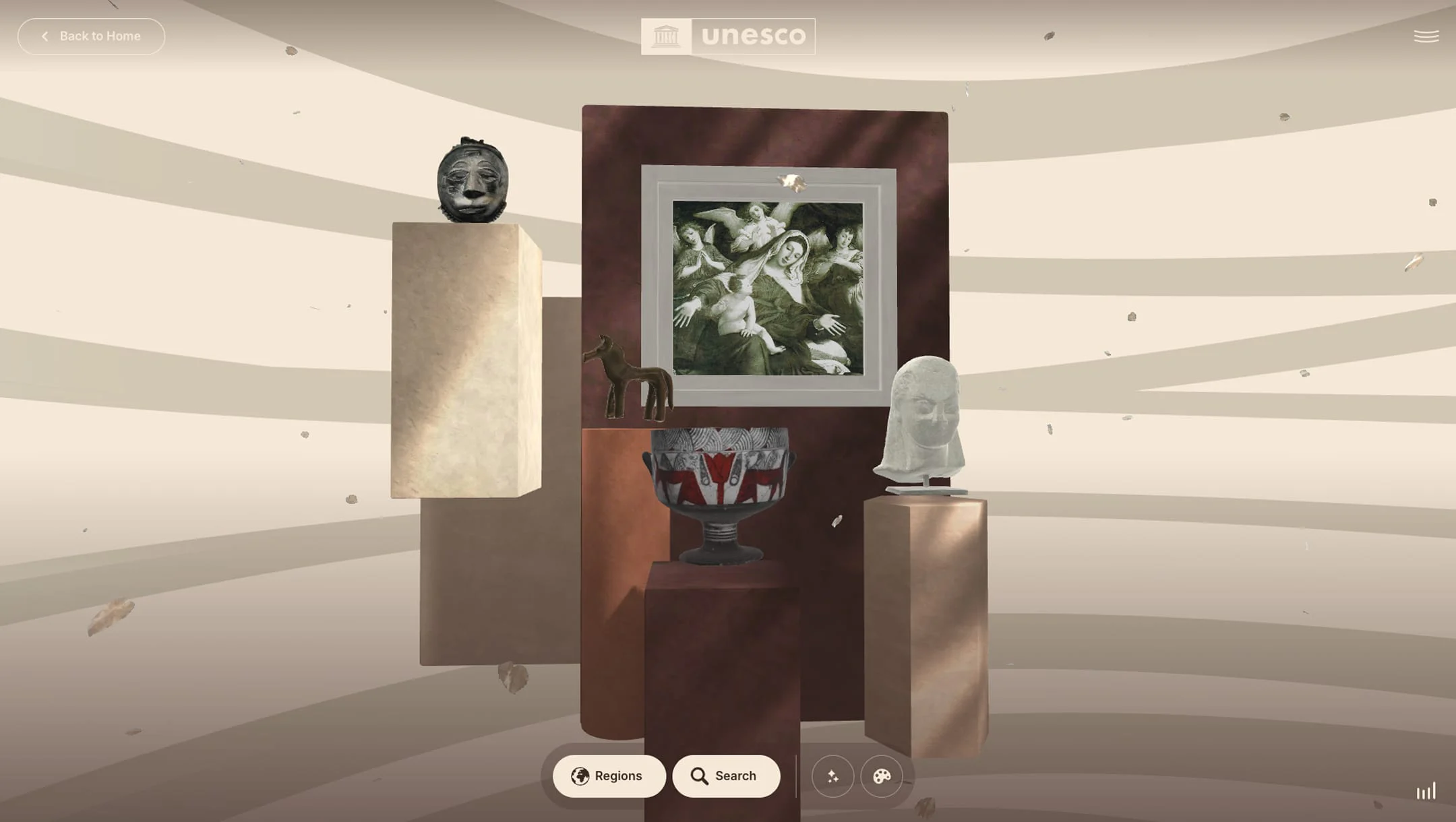 Virtual art exhibit featuring artwork displayed inside the Baobab tree.