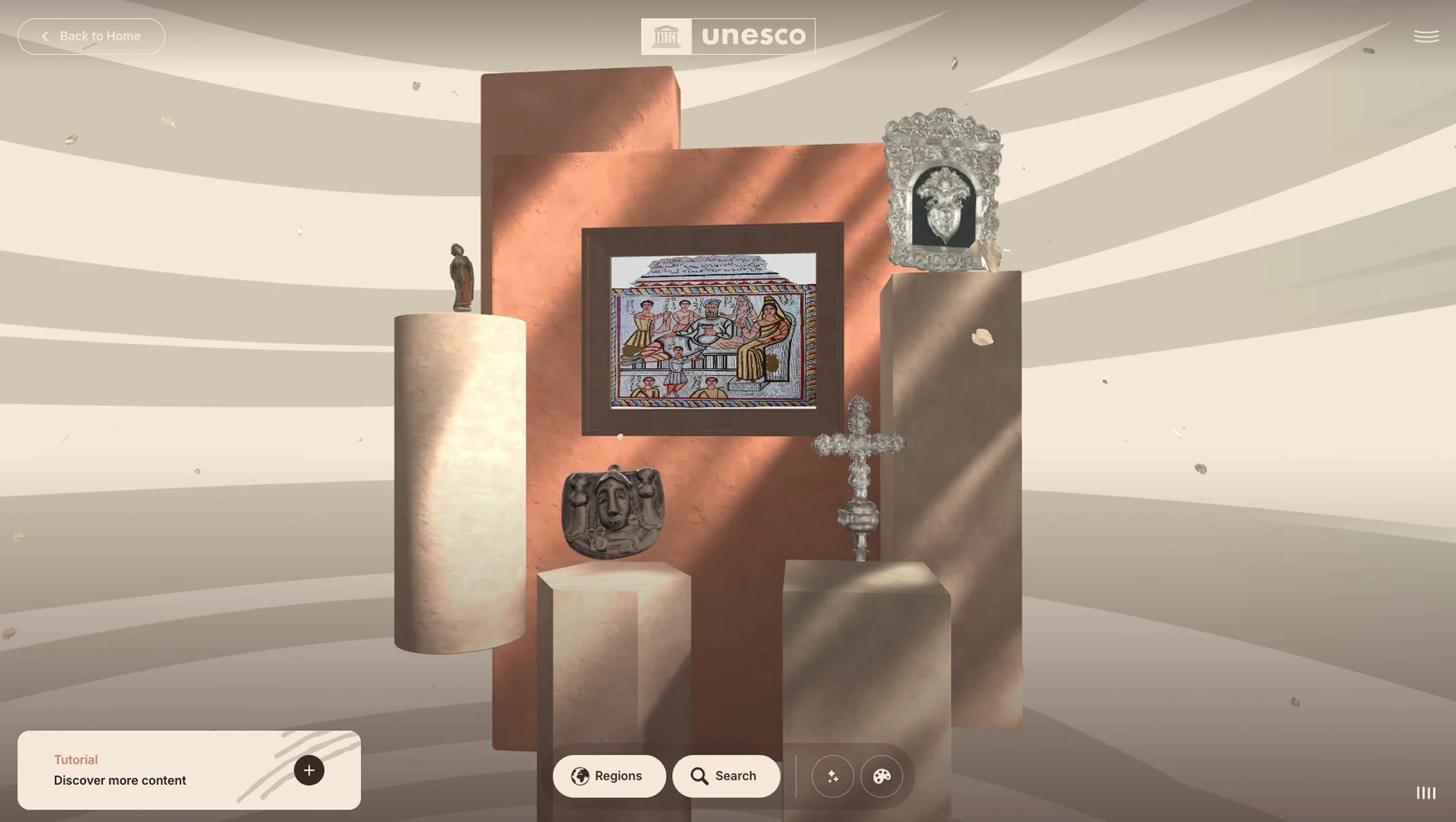 Virtual art exhibit featuring artwork displayed inside the Baobab tree.