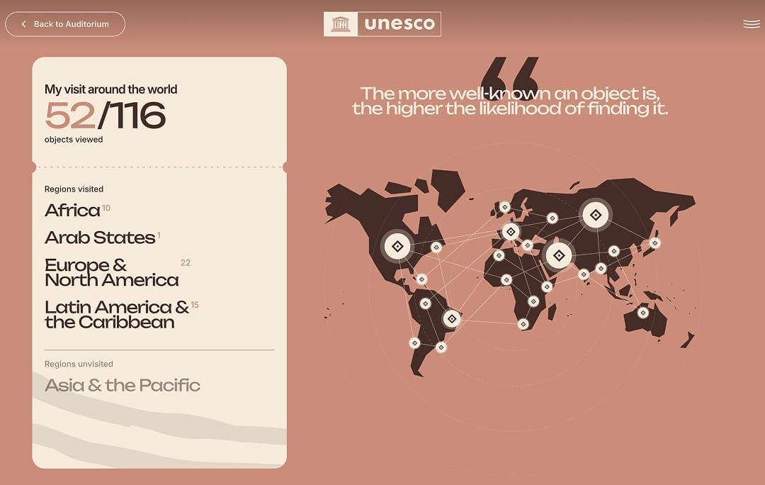 Screenshot of the My History page with all records of the user's visited objects.