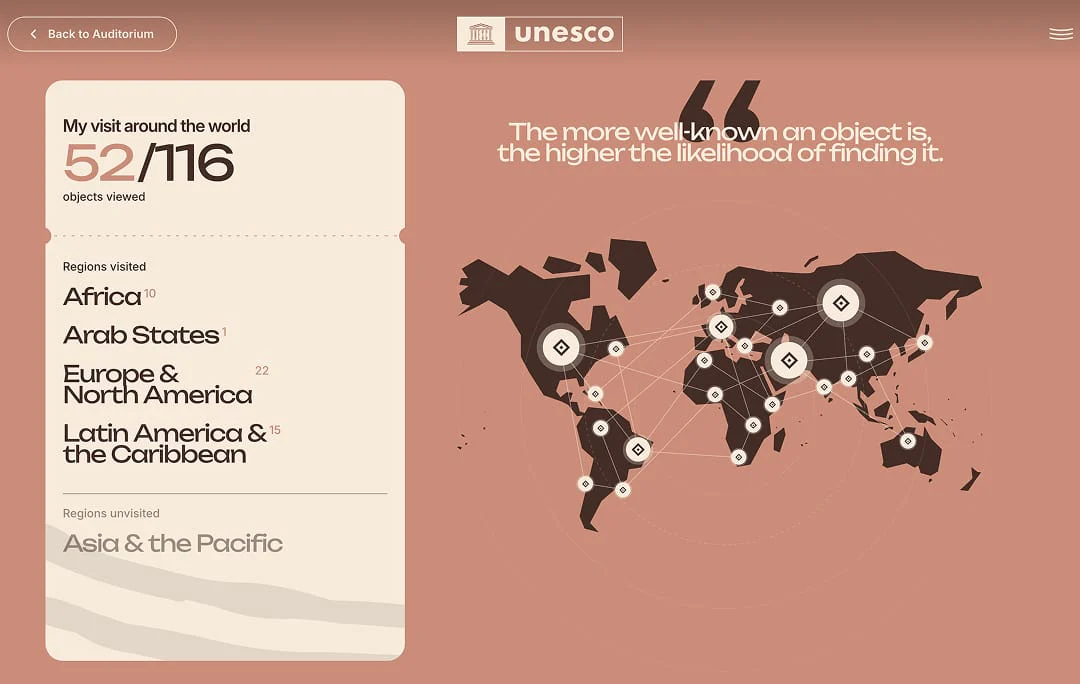 Screenshot of the My History page with all records of the user's visited objects.