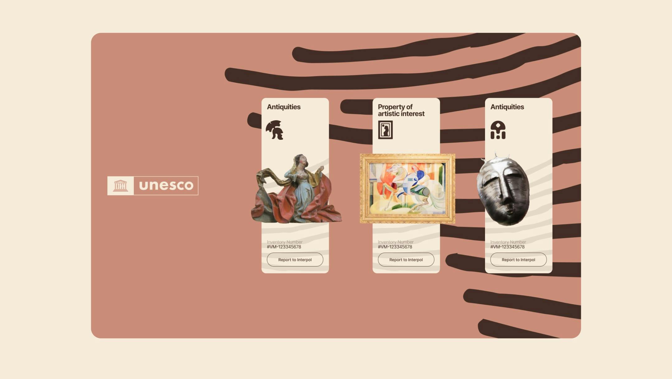 3 objects and their information card.