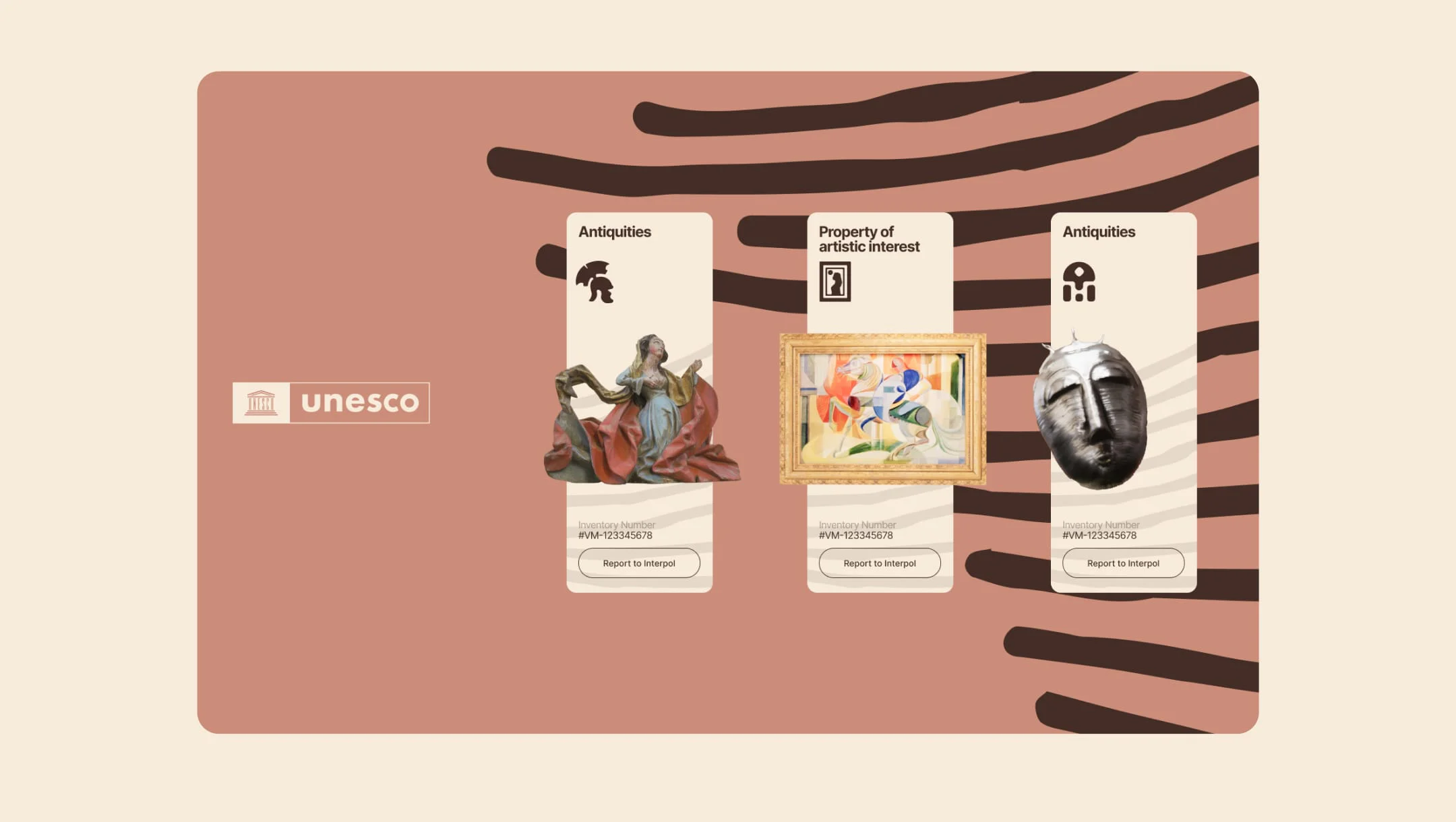 3 objects and their information card.