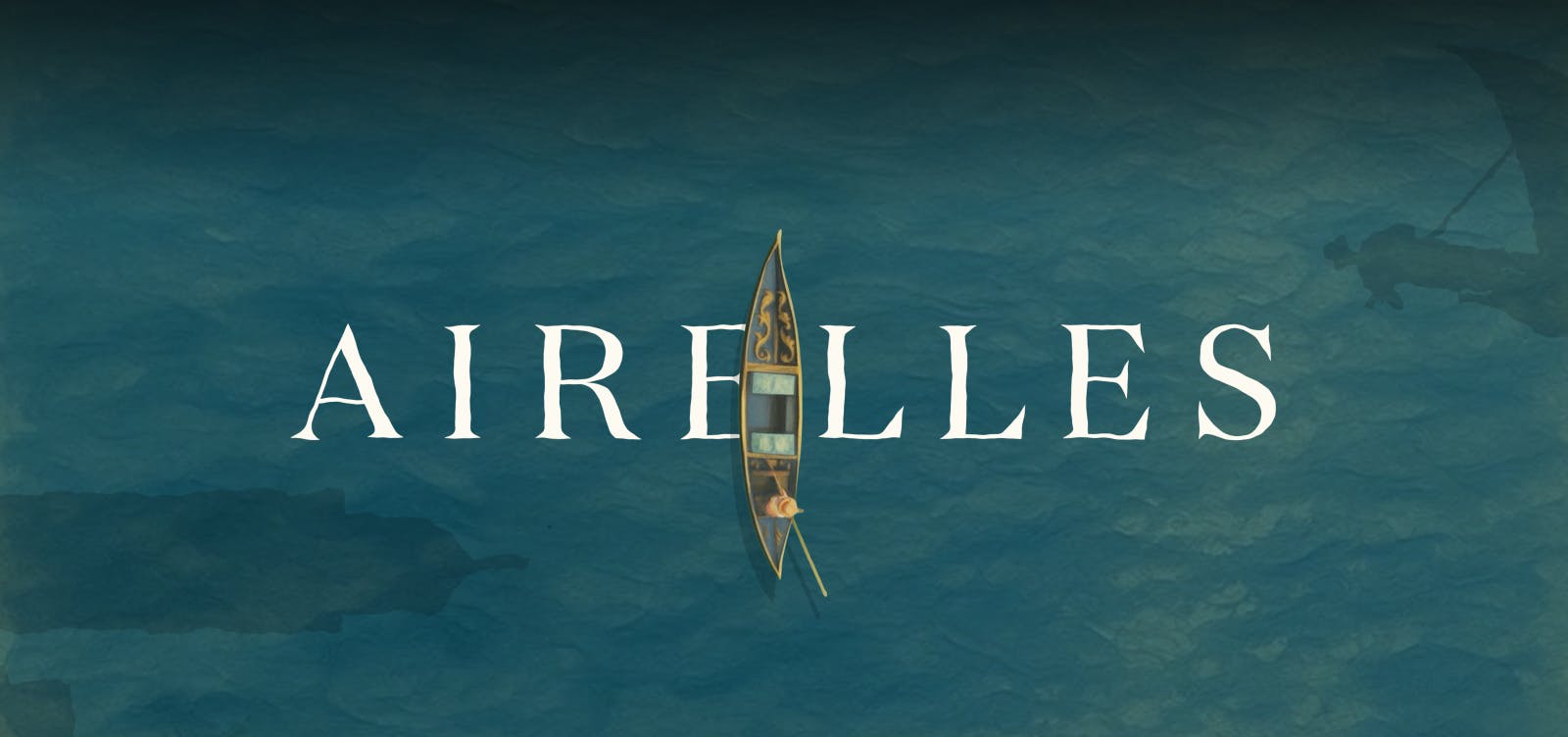 Airelles logo and a boat on water from above.