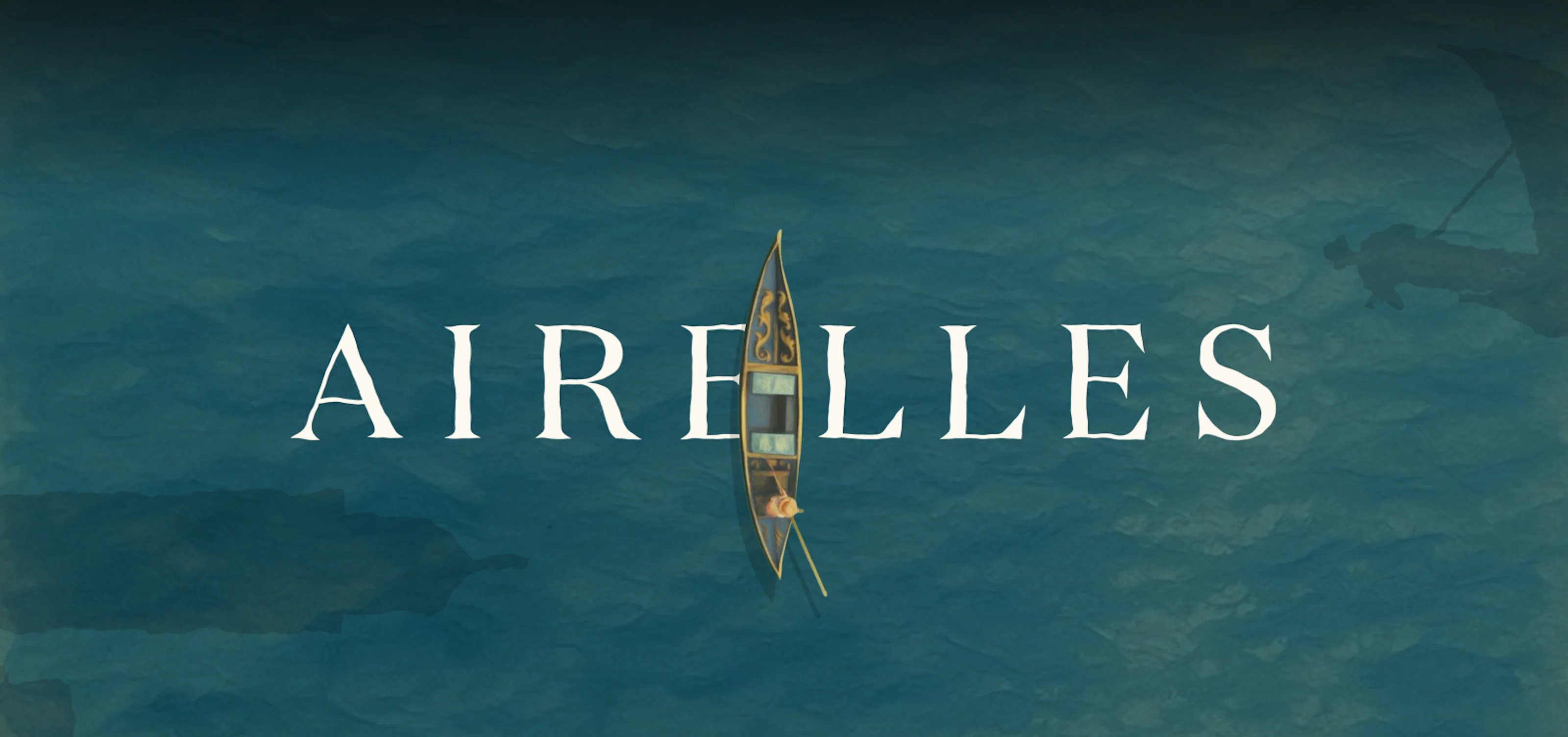 Airelles logo and a boat on water from above.