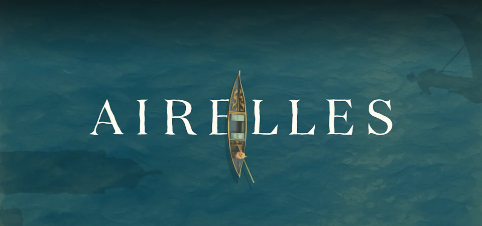 Airelles logo and a boat on water from above.