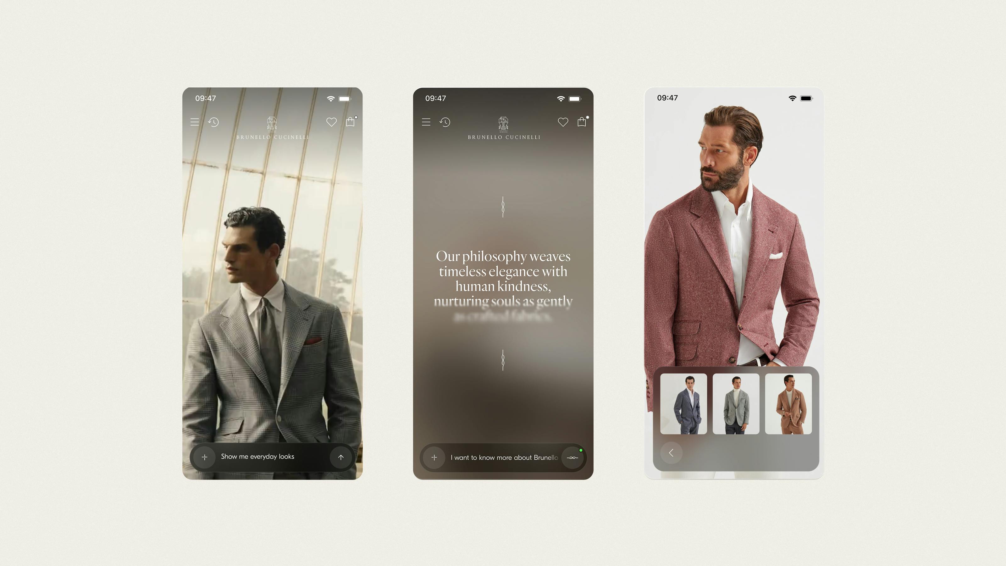 Brunello Cucinelli new ai e-commerce experience on mobile