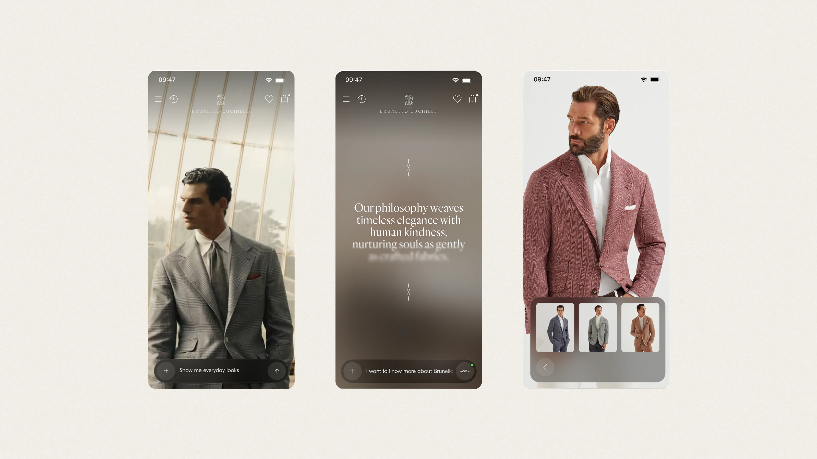 Brunello Cucinelli new ai e-commerce experience on mobile