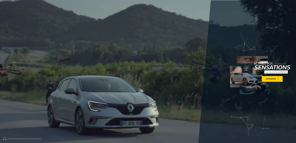 A Renault Megane car on a country road.