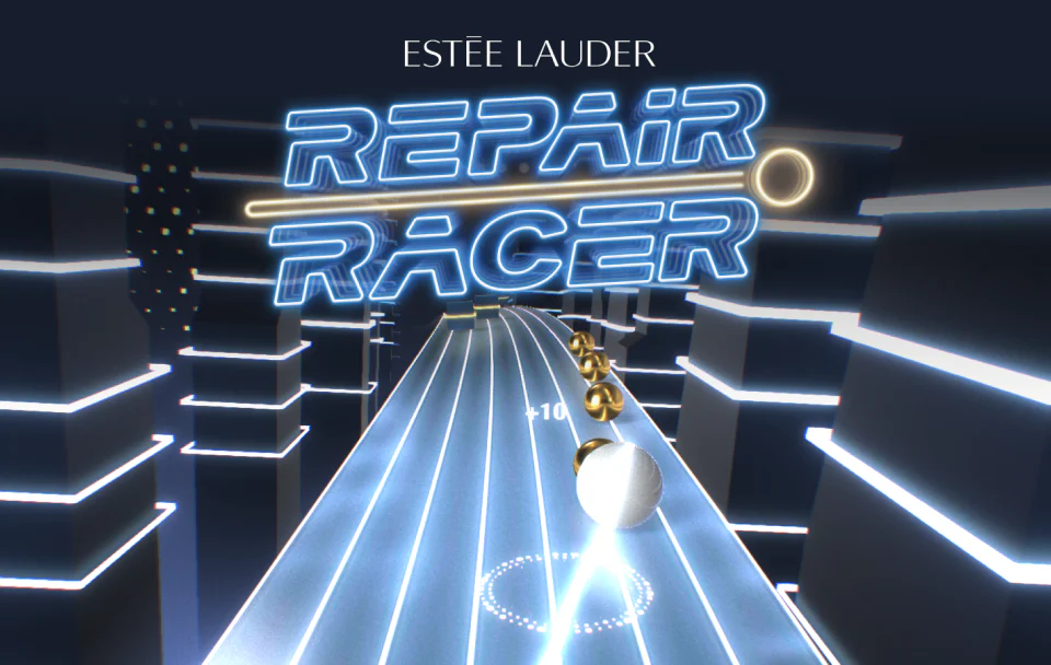 Repair Racer : white ball on neon lights which catches golden bubbles
