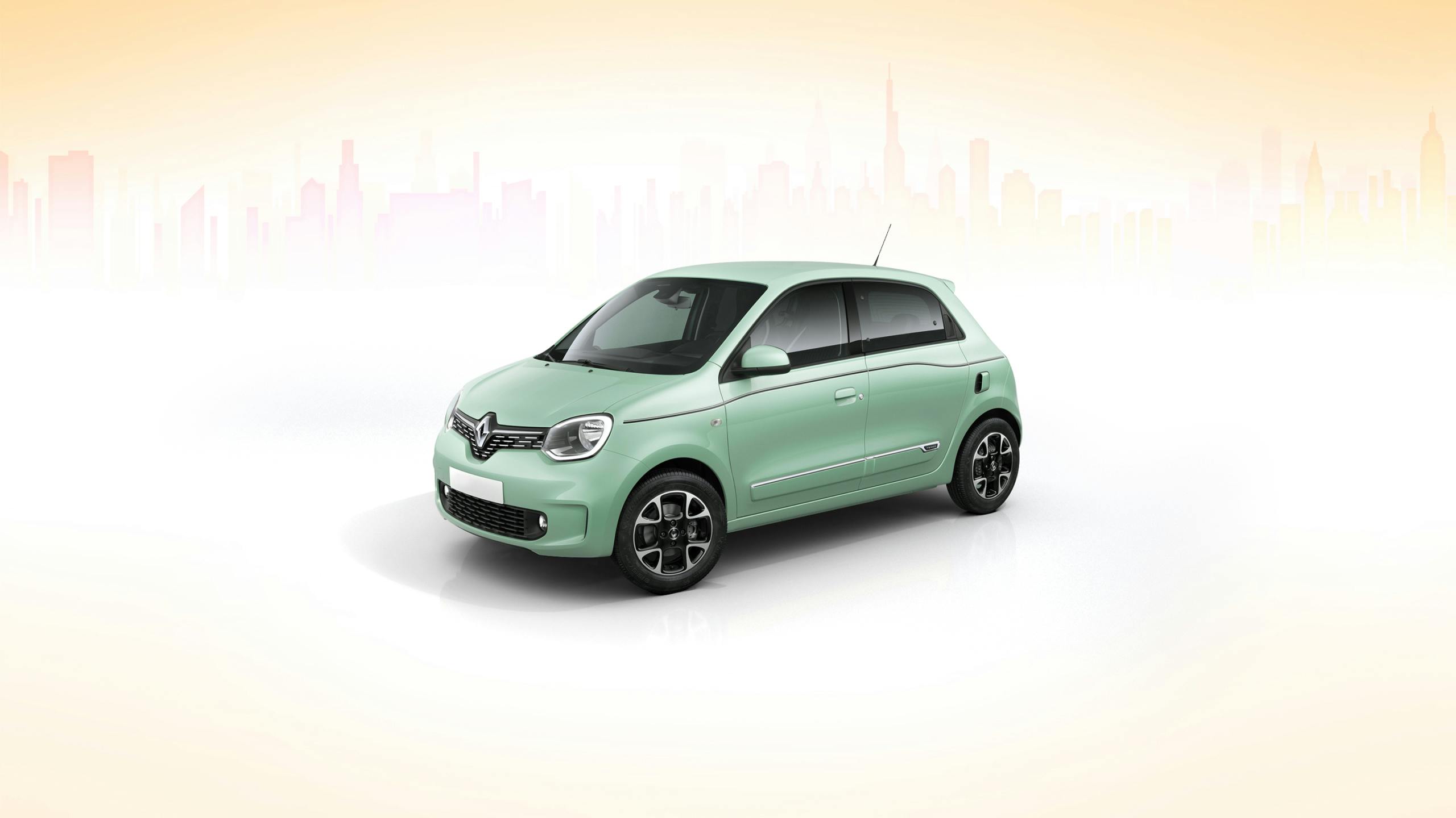 Is displayed a green Renault Twingo