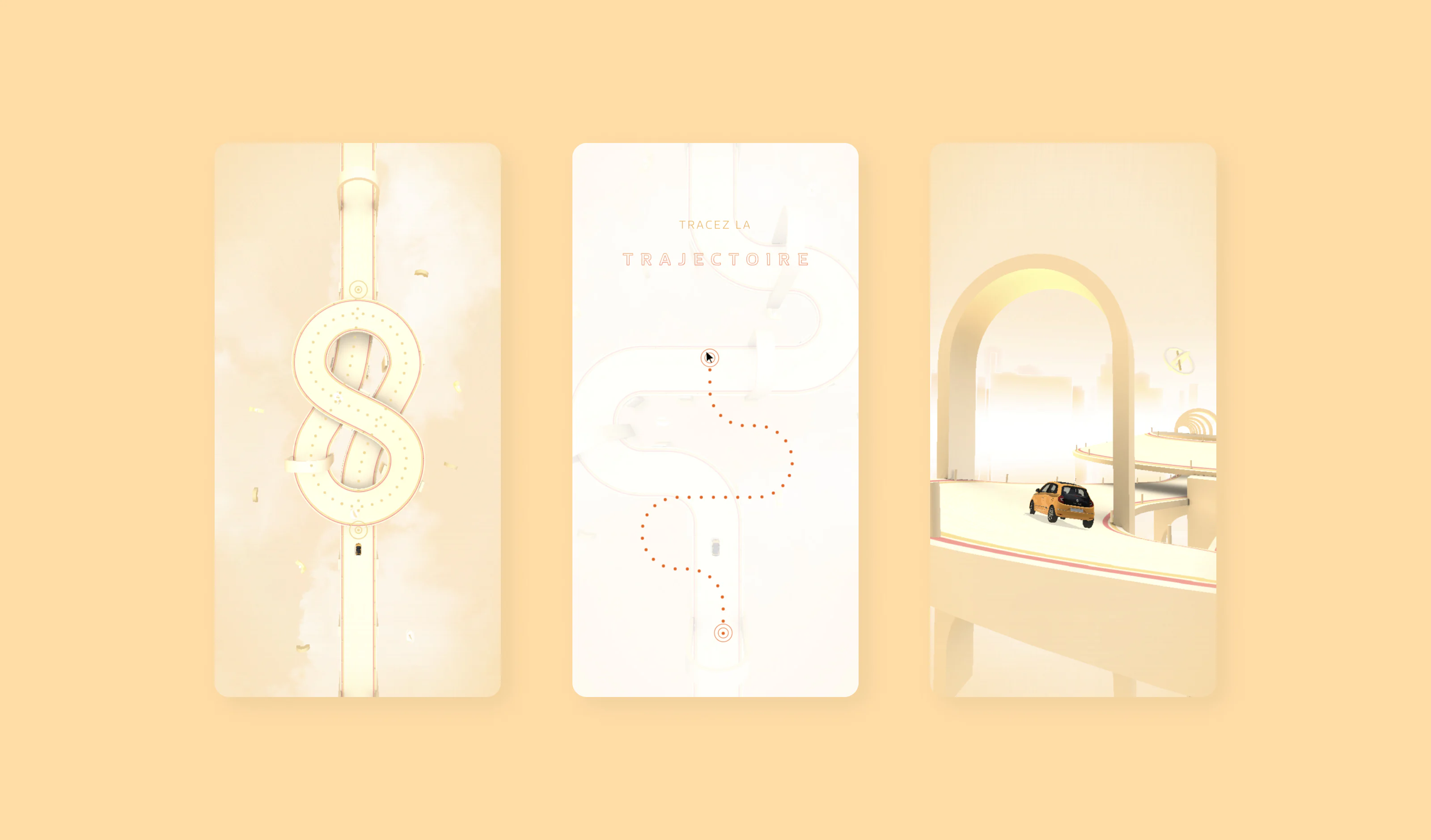 3 mobile layouts of the experience.