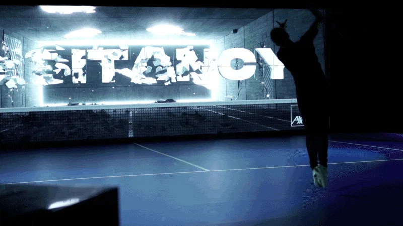 Words are broken as the ball hits the screen.