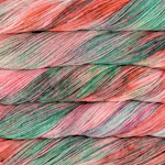 Picture of Malabrigo Arroyo Centennial: Soft coral pink blended with muted sage green and lavender in a delicate, variegated colorway.