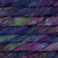 Picture of Malabrigo Lace Sombra de Palma: Lace skein in a variegated colorway with deep teal, purple, and forest green tones