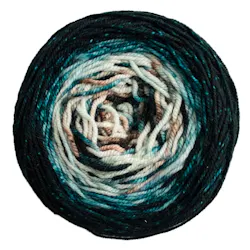 Picture of Malabrigo Sock Moraine Lake Cake: Sock skein in a variegated colorway with black and deep teal green
