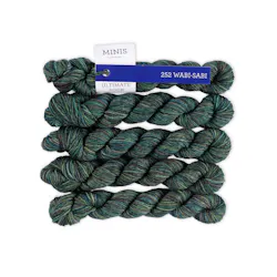 Picture of Malabrigo Ultimate Sock Minis Wabi-Sabi: Ultimate Sock Minis skein in a variegated colorway with deep teal, navy, and forest green tones.