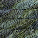 Picture of Malabrigo Chunky Wabi Sabi: Earthy moss green with slate blue and charcoal variegated colorway.