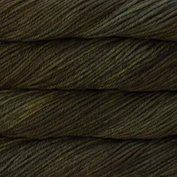 Picture of Malabrigo Chunky Olive: Hand-dyed chunky skein in deep olive and dark moss green tones with earthy, tonal variation