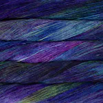 Picture of Malabrigo Arroyo Indonesia: A deeply complex, richly variegated blend of deep sapphire blue, saturated magenta-purple, and rich emerald green tones.