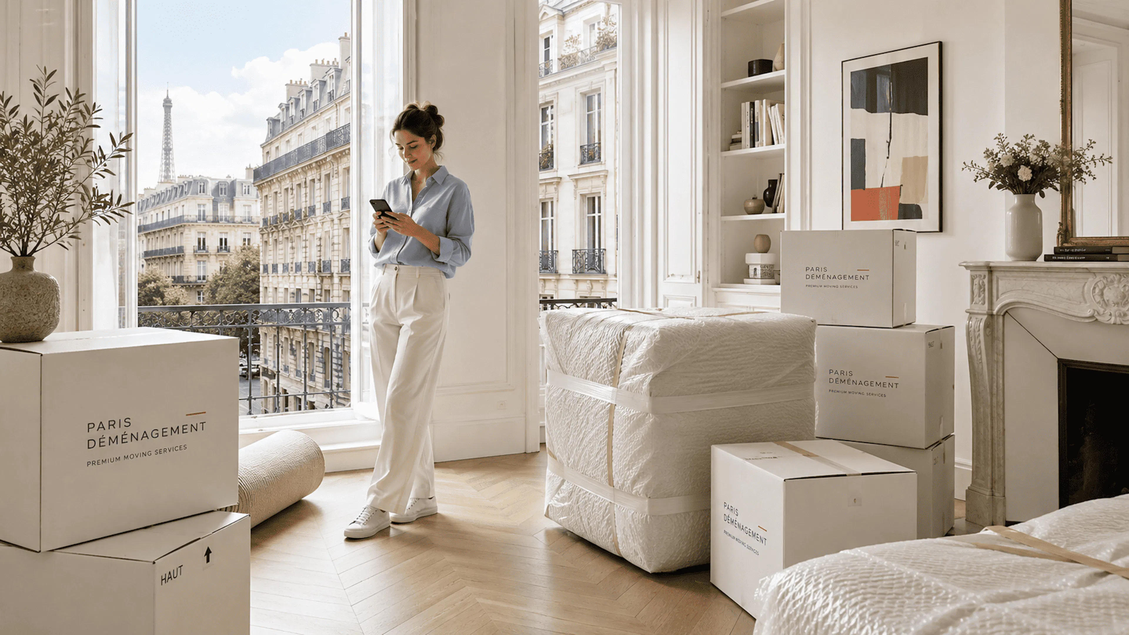 Stockage temporaire déménagement Paris avec cartons organisés et collecte à domicile