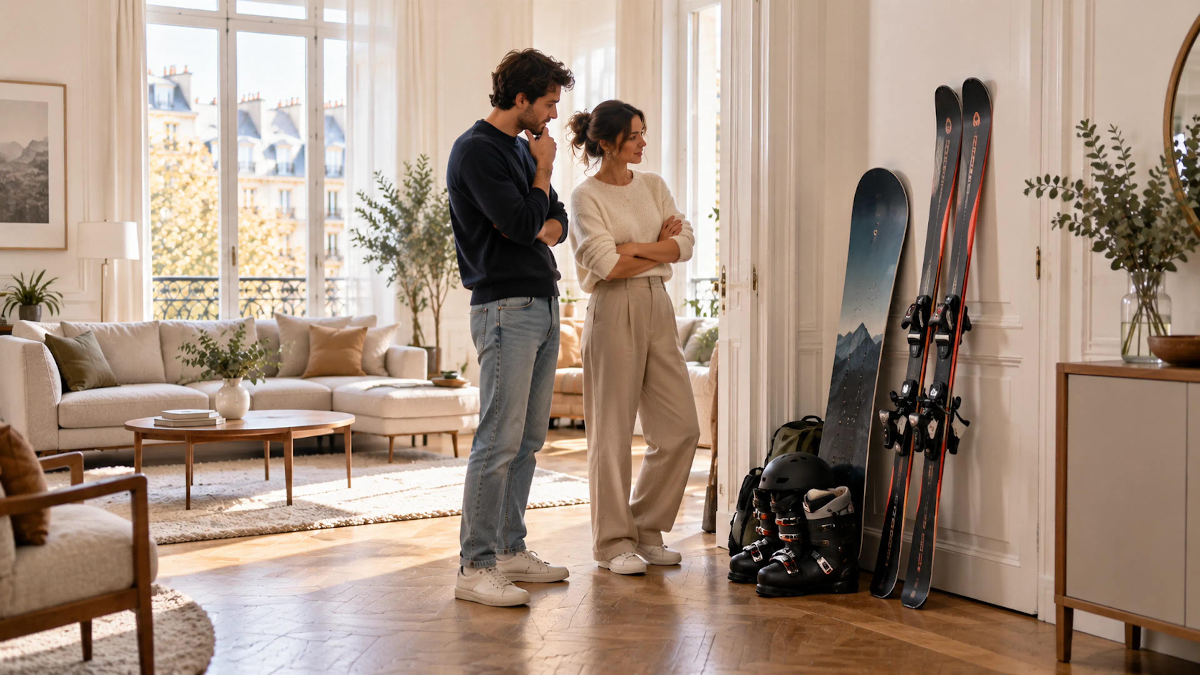 Stockage skis hors saison dans un appartement francilien avec matériel prêt pour une collecte à domicile