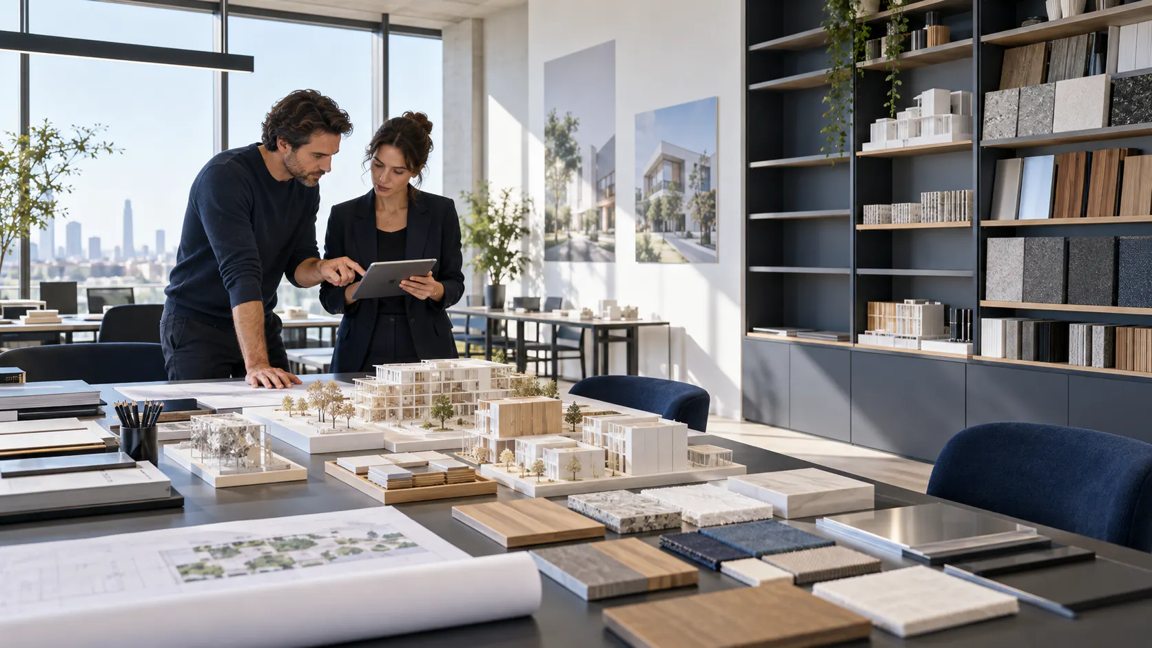 Stockage de maquettes et échantillons dans un cabinet d’architecte en Île-de-France