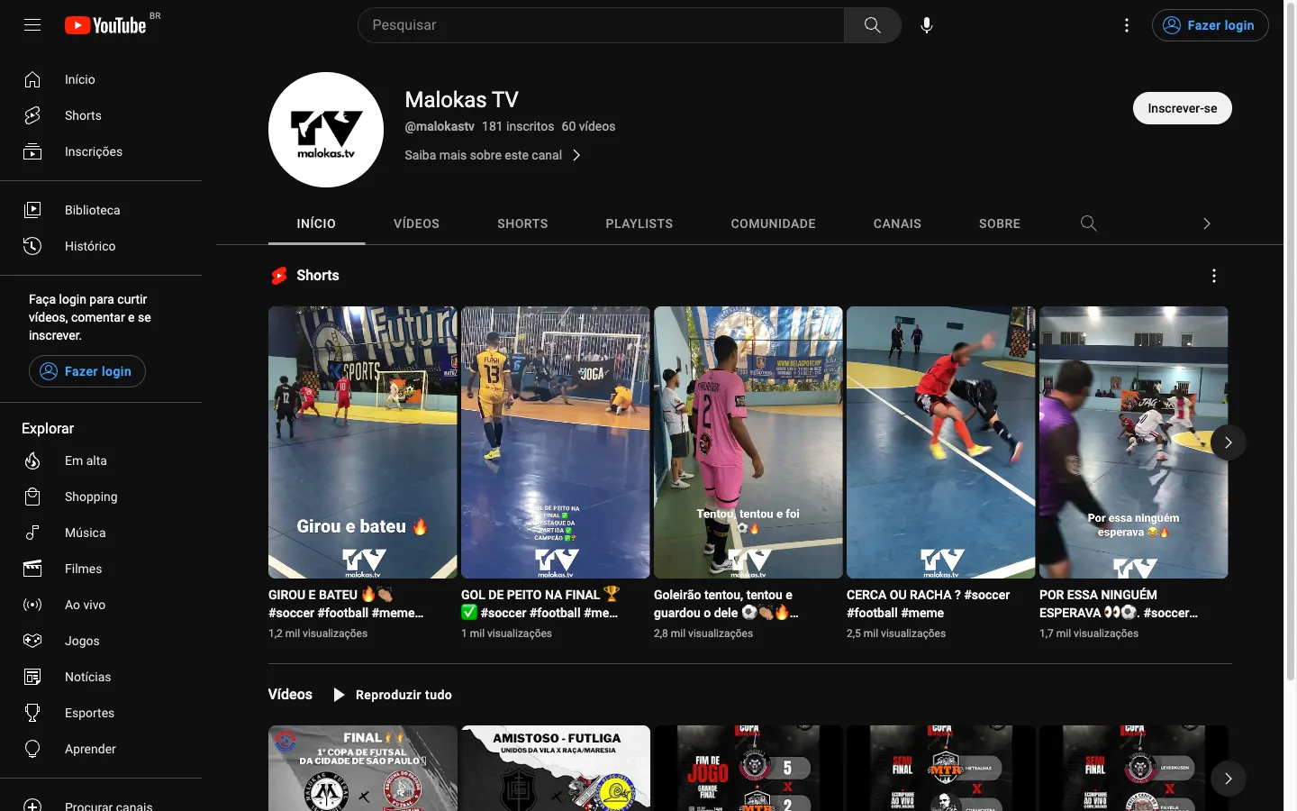 Canal no YouTube MalokasTV