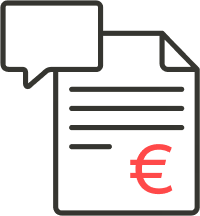 icon of invoice and chat bubble