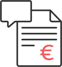 icon of invoice and chat bubble