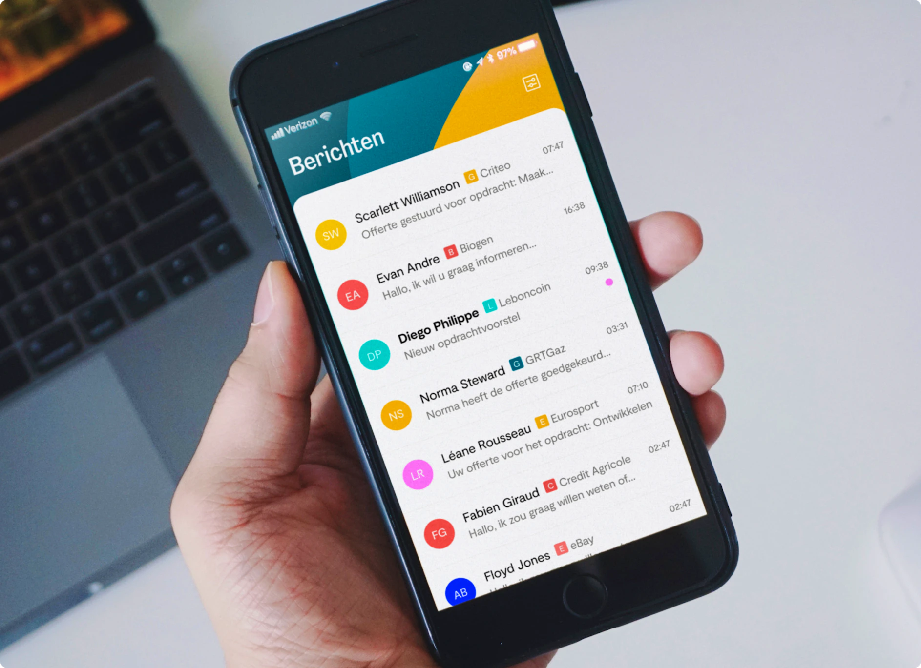 hand holding a phone with Malt's app on screen