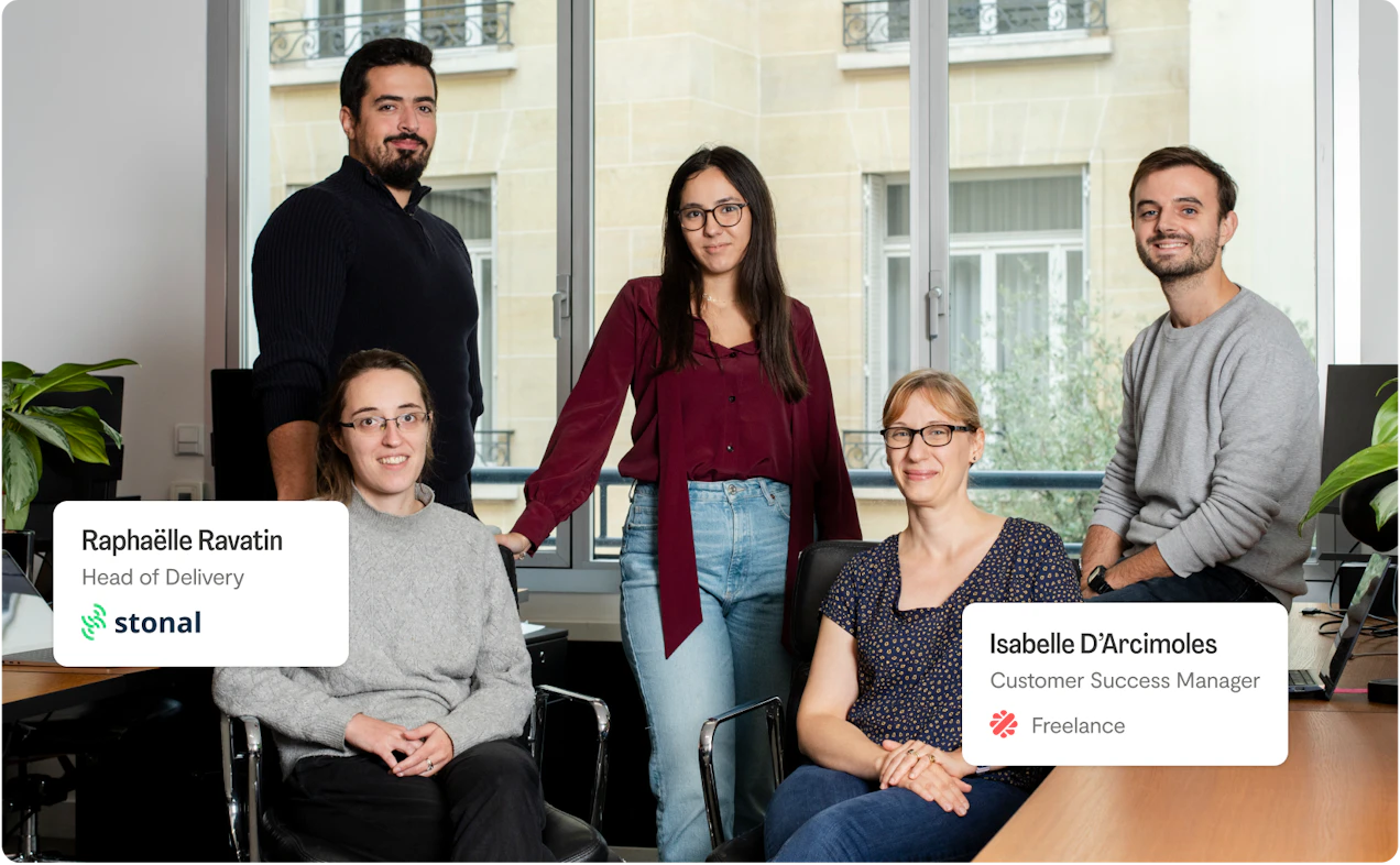 photo d'une équipe de Stonal et la Customer Success Manager Freeelance travaillant avec eux