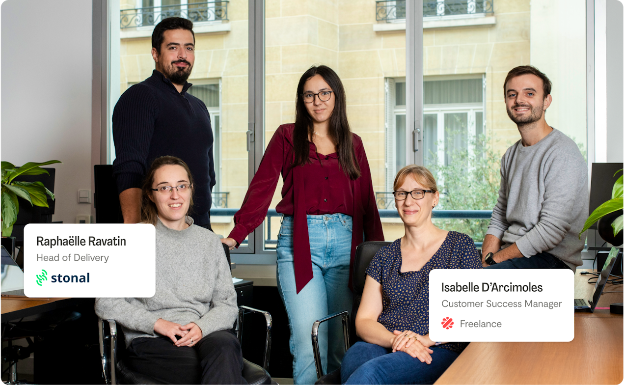 photo d'une équipe de Stonal et la Customer Success Manager Freeelance travaillant avec eux