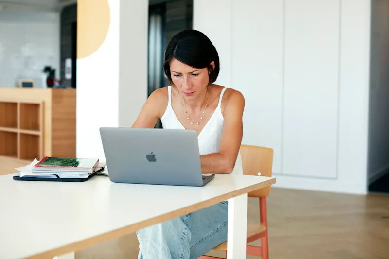 woman in front of computer