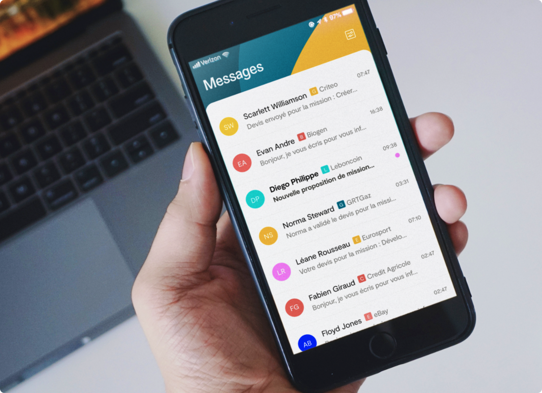 hand holding a smartphone with Malt's app on the screen