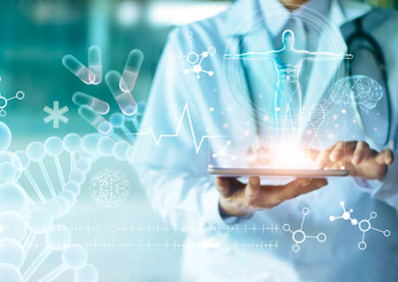 L’image représente l’avenir numérique de la santé, mettant en valeur les progrès technologiques et leur impact sur le secteur de la santé.