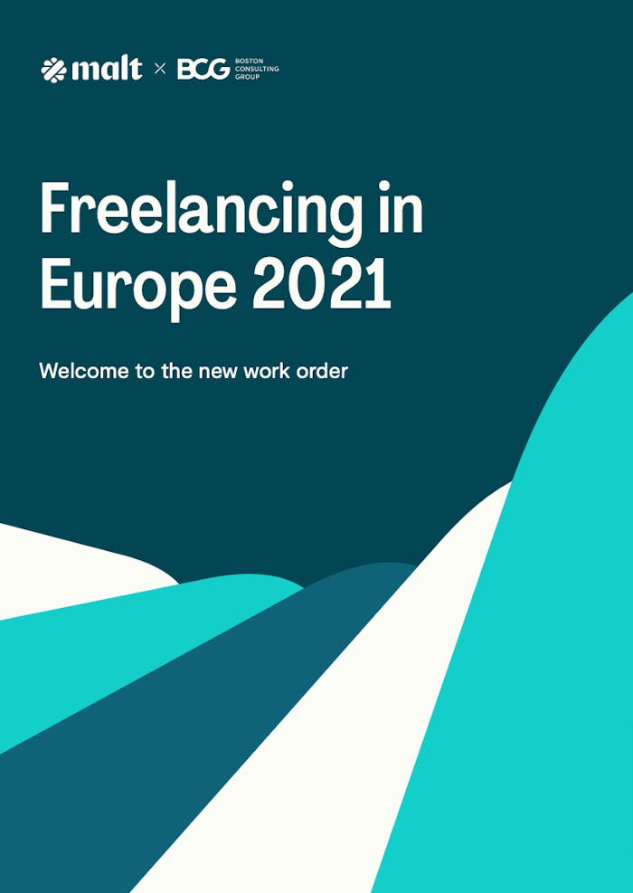 Cover of the study "Freelancing in Europe 2021" by Malt & BCG