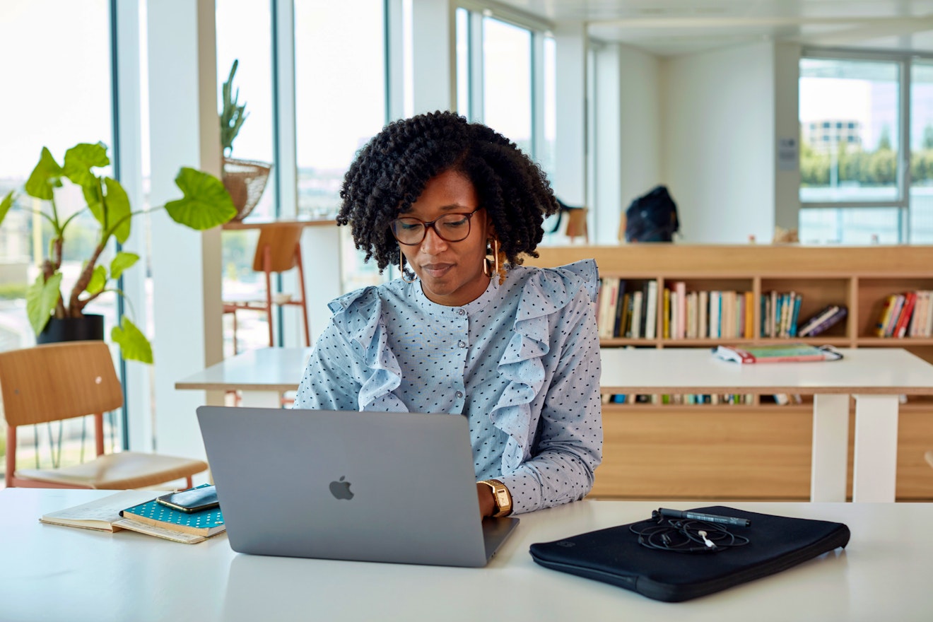 woman working on her laptop