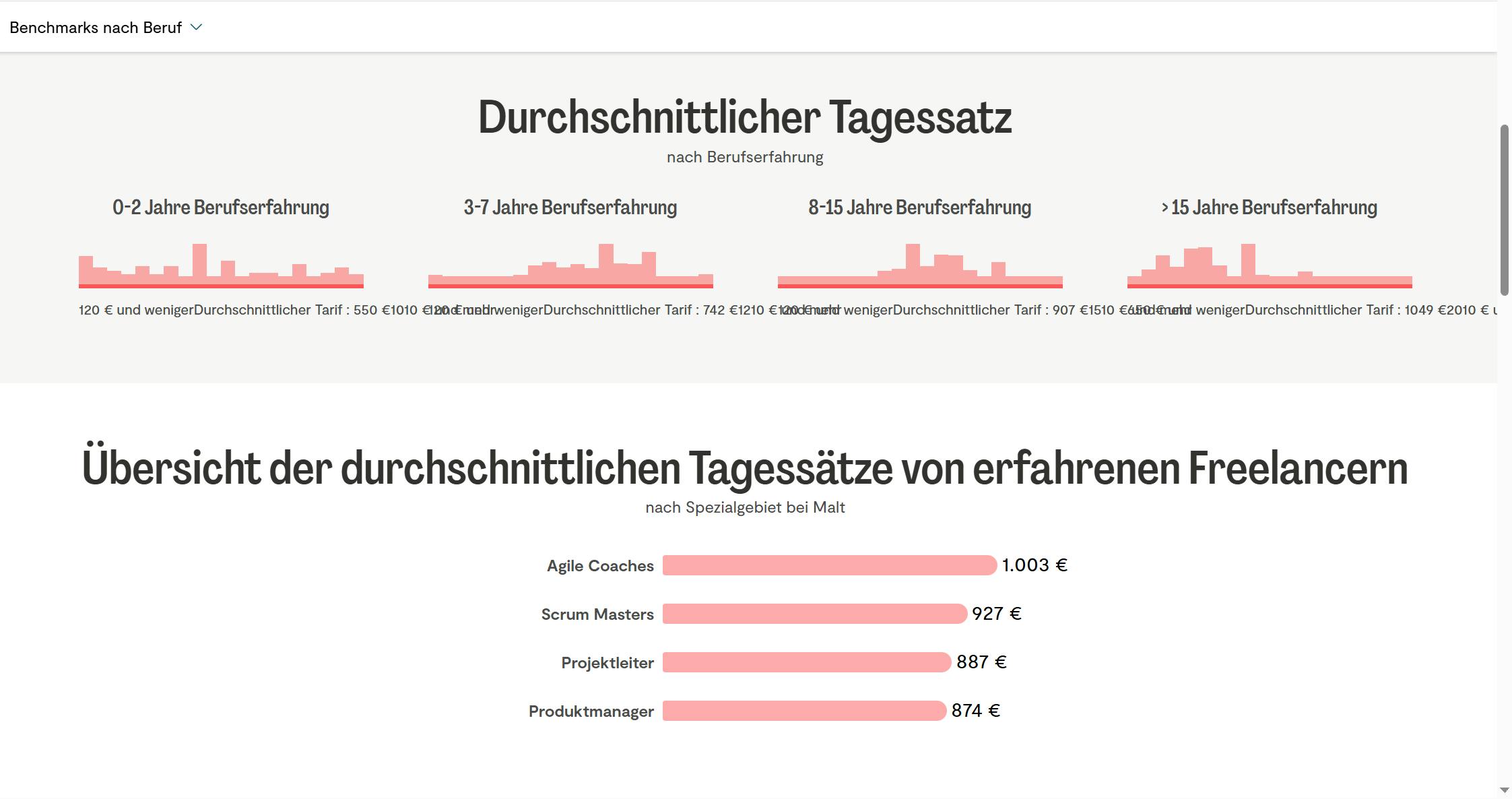 Beispielbild für Benchmarks nach Berufen. Hier für Berater und Projektmanager je nach Berufserfahrung und Spezialisierung.