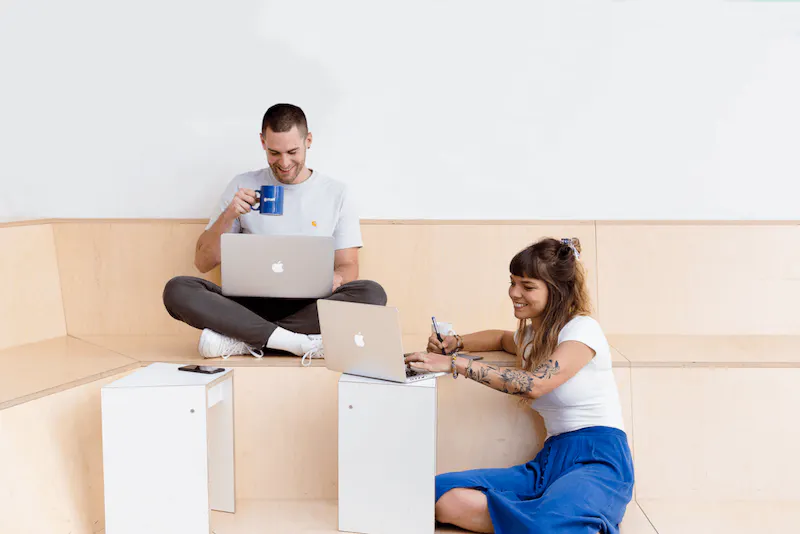 two co-workers in a modern environment