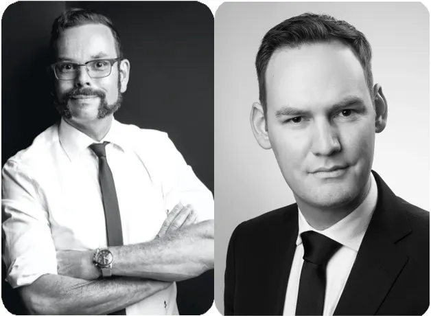 Portraits von Christoph Lefkes und Daniel Goldberg - dem Krisenmanagement Duo für Großprojekte