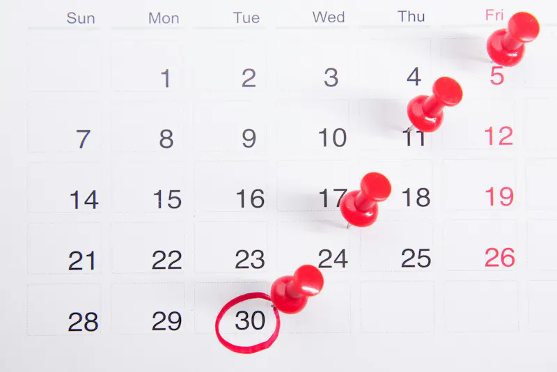 calendrier avec des jours entouré
