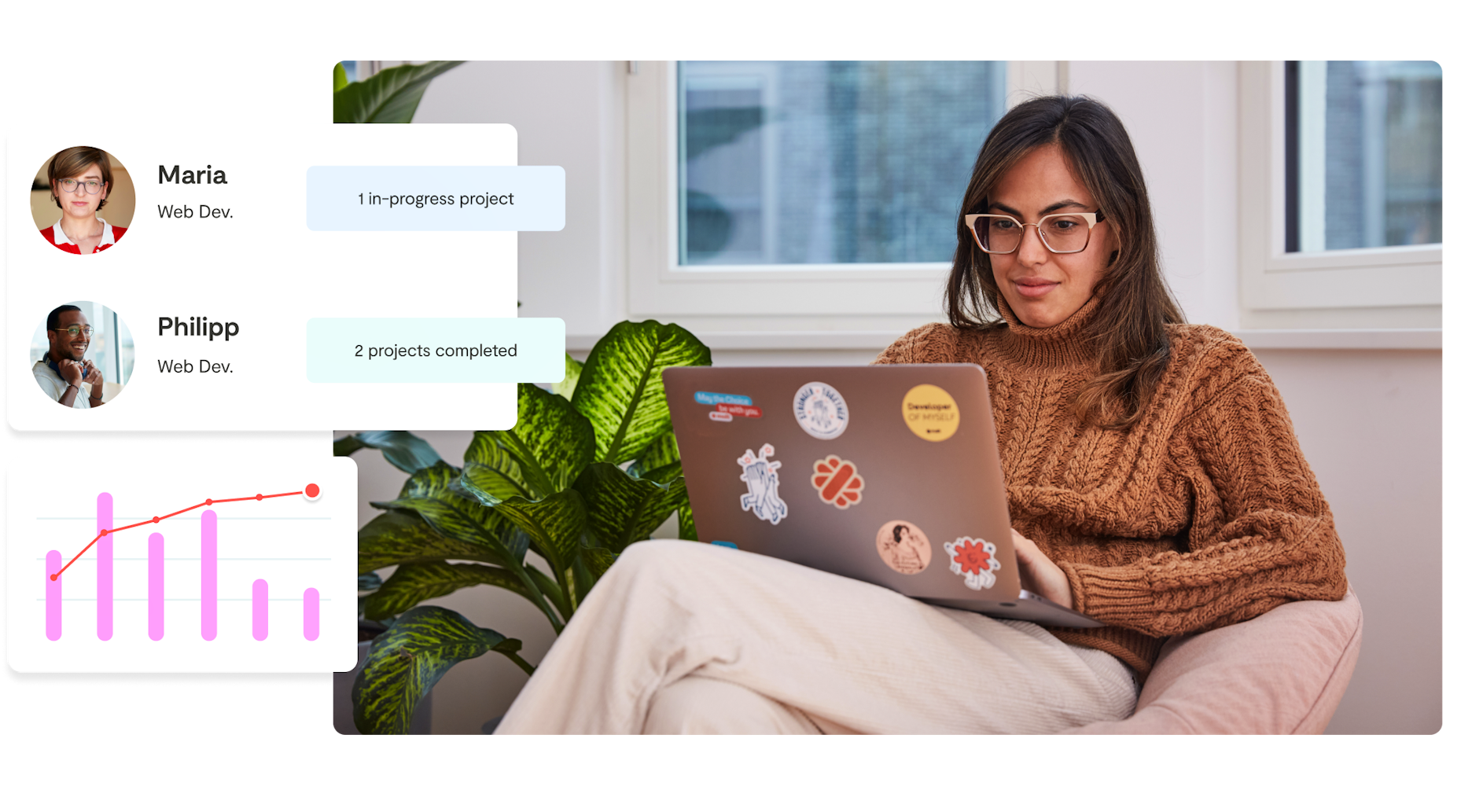 person looking on their laptop at on-going projects on Malt