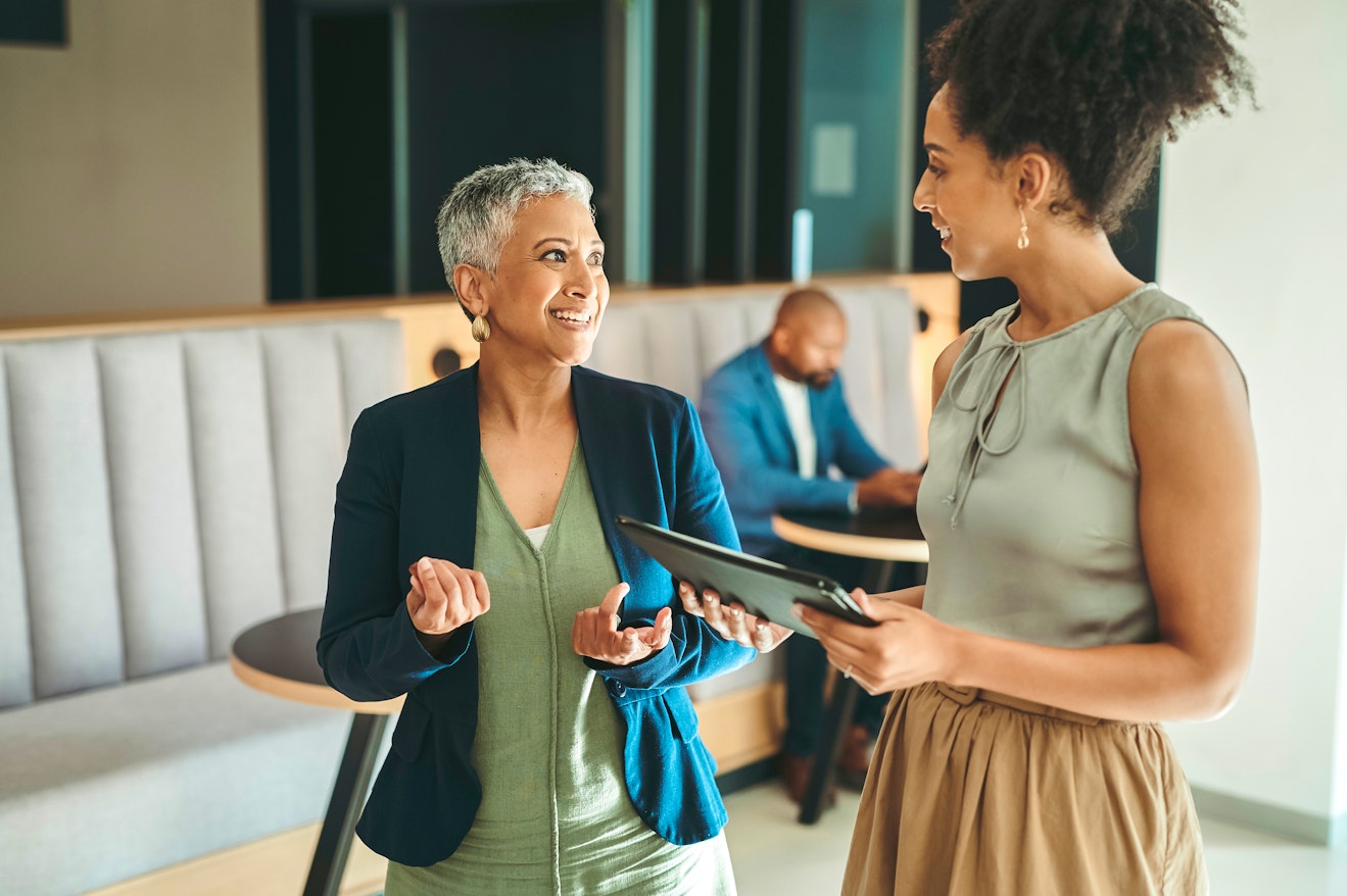 two person discussing in a professional environment