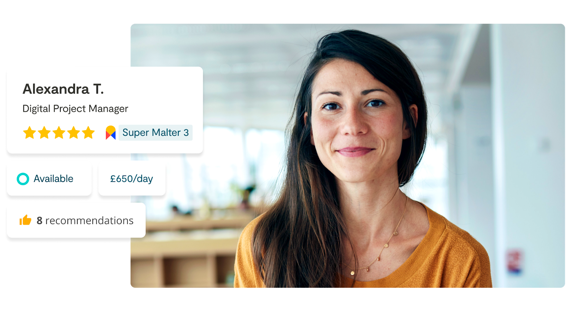 recommendations and rating on a freelancer profile on Malt